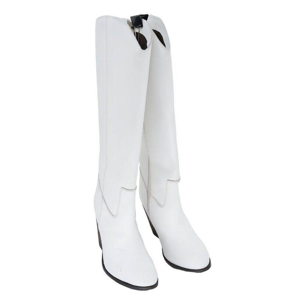 Rag & Co Great-Storm White Leather Calf Boots US 7 EU 38